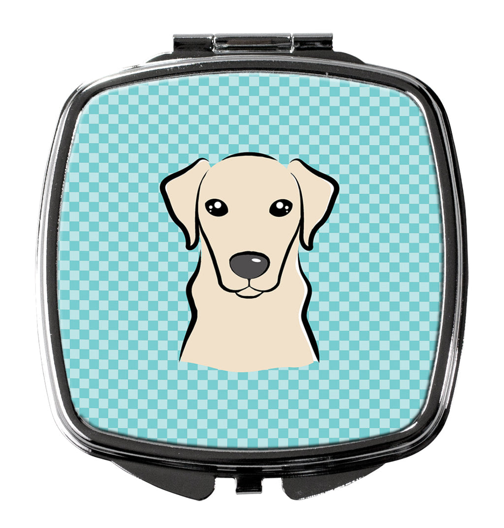 Checkerboard Blue Yellow Labrador Compact Mirror Decorative Travel Makeup Mirror for Women Girls Gifts Pocket Makeup Mirror Folding Handheld