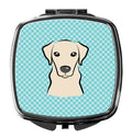 Checkerboard Blue Yellow Labrador Compact Mirror Decorative Travel Makeup Mirror for Women Girls Gifts Pocket Makeup Mirror Folding Handheld