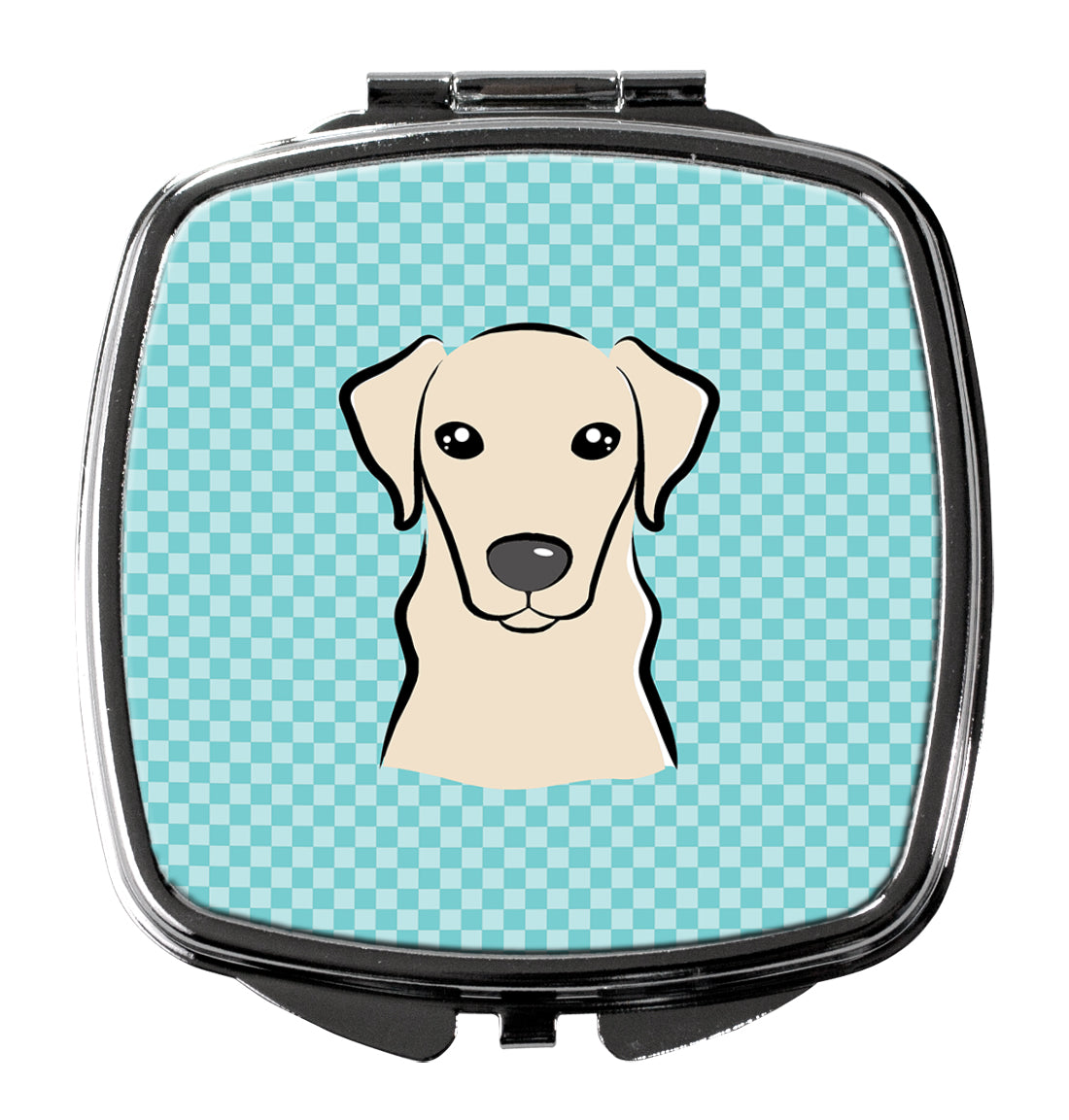 Checkerboard Blue Yellow Labrador Compact Mirror Decorative Travel Makeup Mirror for Women Girls Gifts Pocket Makeup Mirror Folding Handheld