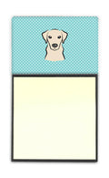 Checkerboard Blue Yellow Labrador Watercolor Sticky Note Holder Refillable Dispenser Desk Accessory 3x3 Pad Gift