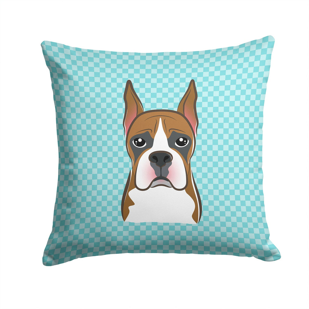 Checkerboard Blue Boxer Decorative Throw Pillow 14x14 Indoor Outdoor Accent Cushion, Fabric Cover with Insert for Sofa, Bed, Porch & Living Room