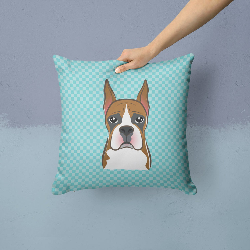 Checkerboard Blue Boxer Decorative Throw Pillow 14x14 Indoor Outdoor Accent Cushion, Fabric Cover with Insert for Sofa, Bed, Porch & Living Room