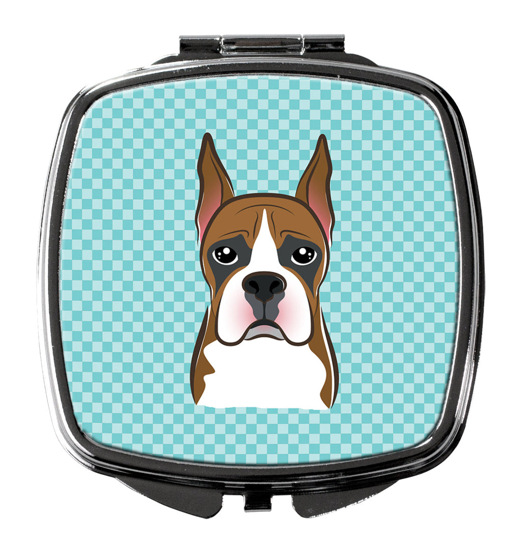 Checkerboard Blue Boxer Compact Mirror Decorative Travel Makeup Mirror for Women Girls Gifts Pocket Makeup Mirror Folding Handheld
