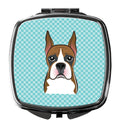 Checkerboard Blue Boxer Compact Mirror Decorative Travel Makeup Mirror for Women Girls Gifts Pocket Makeup Mirror Folding Handheld
