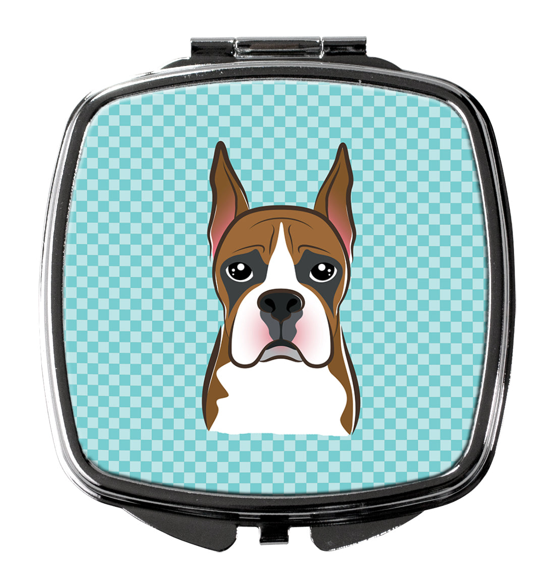 Checkerboard Blue Boxer Compact Mirror Decorative Travel Makeup Mirror for Women Girls Gifts Pocket Makeup Mirror Folding Handheld