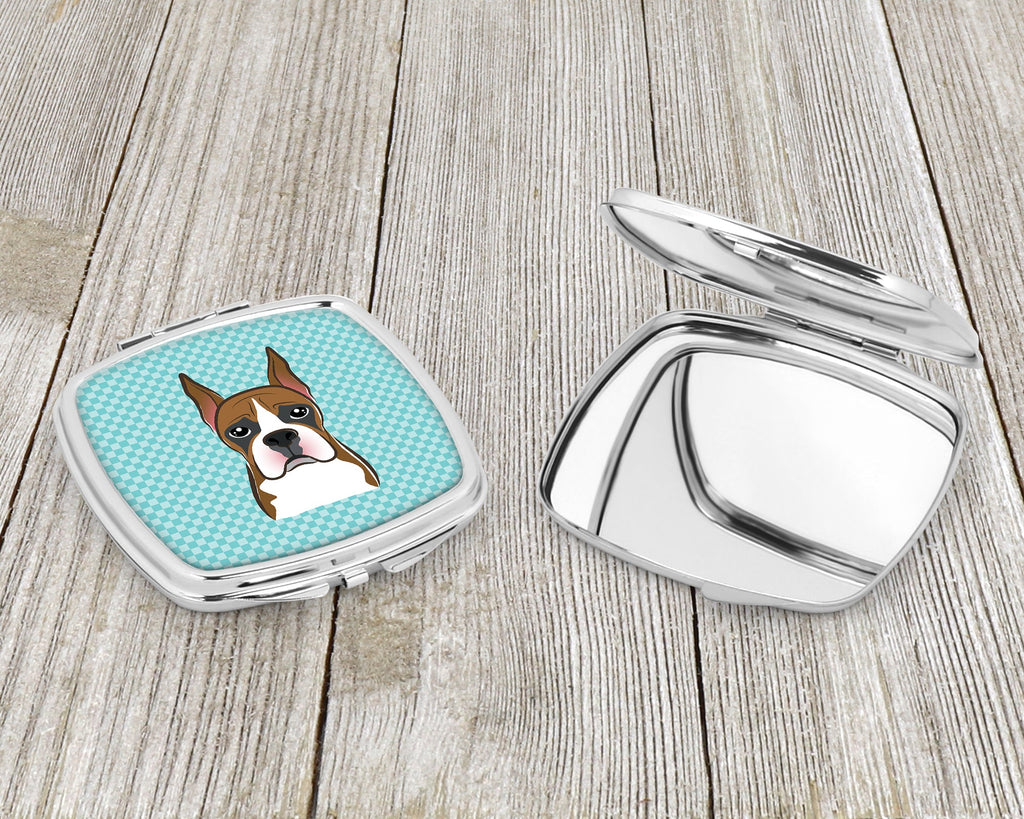 Checkerboard Blue Boxer Compact Mirror Decorative Travel Makeup Mirror for Women Girls Gifts Pocket Makeup Mirror Folding Handheld