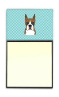 Checkerboard Blue Boxer Watercolor Sticky Note Holder Refillable Dispenser Desk Accessory 3x3 Pad Gift