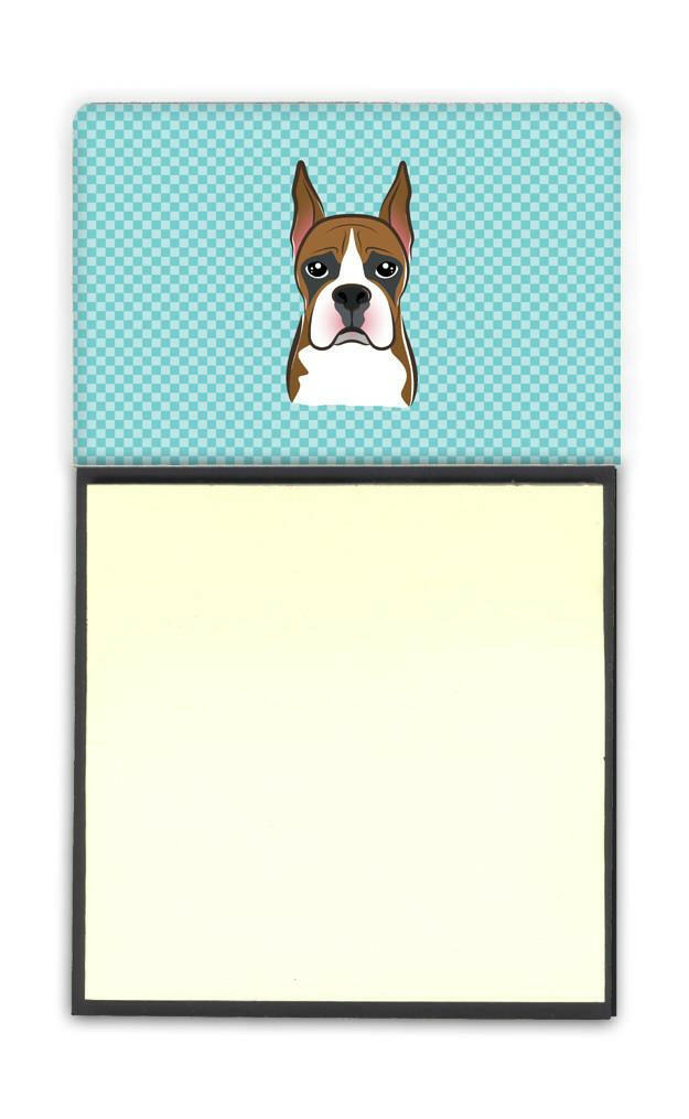 Checkerboard Blue Boxer Watercolor Sticky Note Holder Refillable Dispenser Desk Accessory 3x3 Pad Gift