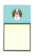 Checkerboard Blue Cavalier Spaniel Watercolor Sticky Note Holder Refillable Dispenser Desk Accessory 3x3 Pad Gift