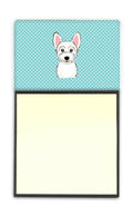 Checkerboard Blue Westie Watercolor Sticky Note Holder Refillable Dispenser Desk Accessory 3x3 Pad Gift