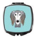 Checkerboard Blue Saluki Compact Mirror Decorative Travel Makeup Mirror for Women Girls Gifts Pocket Makeup Mirror Folding Handheld