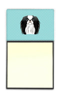 Checkerboard Blue Japanese Chin Watercolor Sticky Note Holder Refillable Dispenser Desk Accessory 3x3 Pad Gift