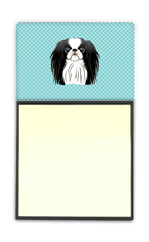Checkerboard Blue Japanese Chin Watercolor Sticky Note Holder Refillable Dispenser Desk Accessory 3x3 Pad Gift