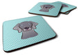 Checkerboard Blue Weimaraner Foam Coasters Set of 4 Cup Coasters for Indoor Outdoor, Tabletop Protection, Anti Slip, Mouse pad Material