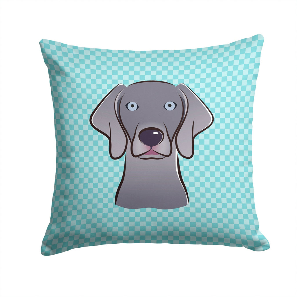Checkerboard Blue Weimaraner Decorative Throw Pillow 14x14 Indoor Outdoor Accent Cushion, Fabric Cover with Insert for Sofa, Bed, Porch & Living Room