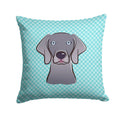 Checkerboard Blue Weimaraner Decorative Throw Pillow 14x14 Indoor Outdoor Accent Cushion, Fabric Cover with Insert for Sofa, Bed, Porch & Living Room