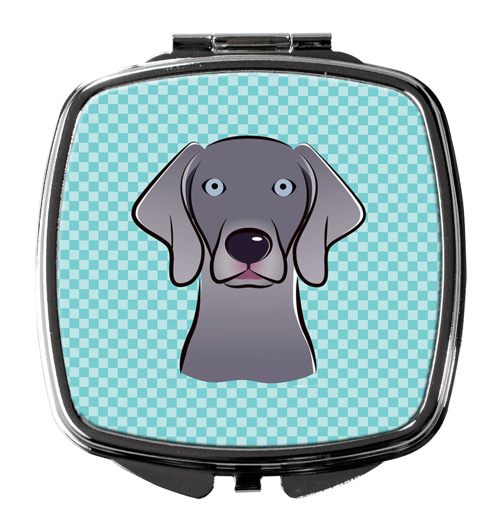 Checkerboard Blue Weimaraner Compact Mirror Decorative Travel Makeup Mirror for Women Girls Gifts Pocket Makeup Mirror Folding Handheld
