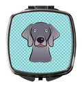 Checkerboard Blue Weimaraner Compact Mirror Decorative Travel Makeup Mirror for Women Girls Gifts Pocket Makeup Mirror Folding Handheld