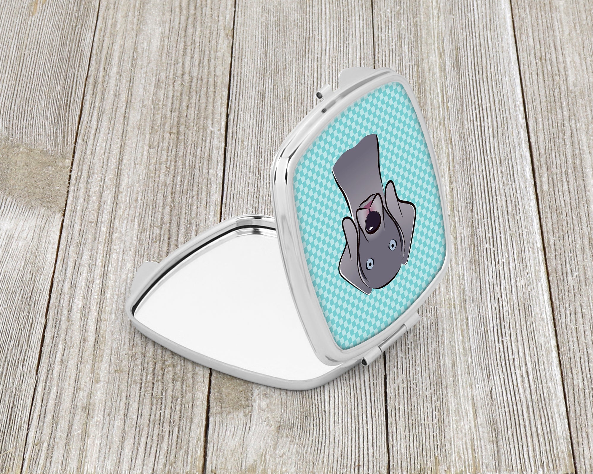 Checkerboard Blue Weimaraner Compact Mirror Decorative Travel Makeup Mirror for Women Girls Gifts Pocket Makeup Mirror Folding Handheld