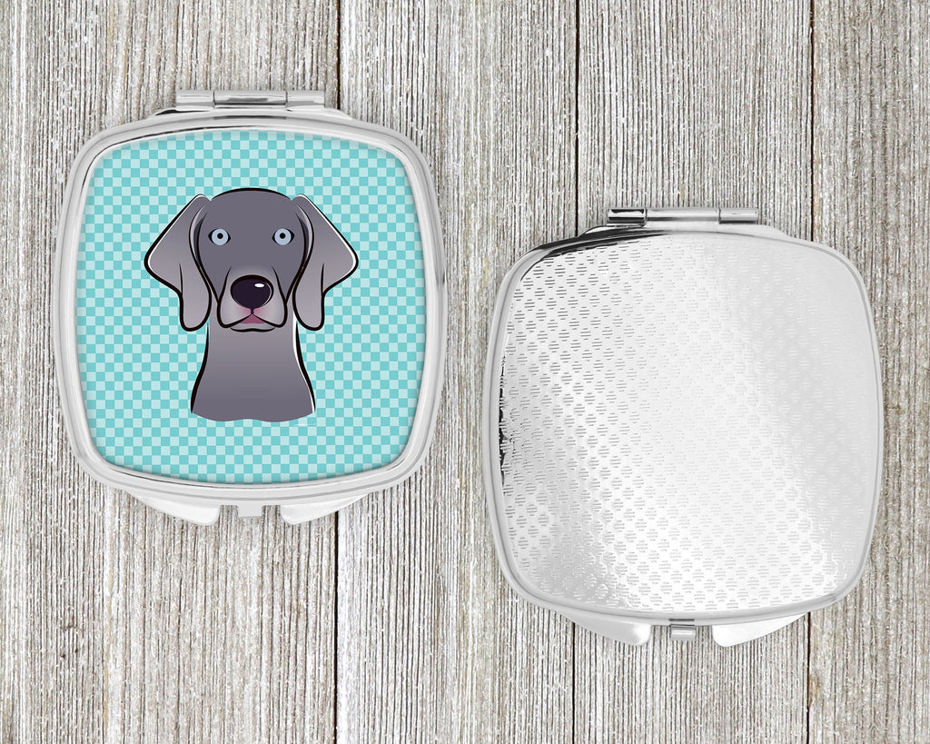 Checkerboard Blue Weimaraner Compact Mirror Decorative Travel Makeup Mirror for Women Girls Gifts Pocket Makeup Mirror Folding Handheld
