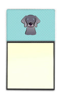 Checkerboard Blue Weimaraner Watercolor Sticky Note Holder Refillable Dispenser Desk Accessory 3x3 Pad Gift