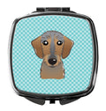 Checkerboard Blue Wirehaired Dachshund Compact Mirror Decorative Travel Makeup Mirror for Women Girls Gifts Pocket Makeup Mirror Folding Handheld