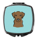 Checkerboard Blue Chocolate Labrador Compact Mirror Decorative Travel Makeup Mirror for Women Girls Gifts Pocket Makeup Mirror Folding Handheld