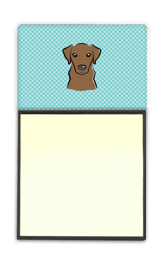 Checkerboard Blue Chocolate Labrador Watercolor Sticky Note Holder Refillable Dispenser Desk Accessory 3x3 Pad Gift