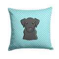 Checkerboard Blue Black Labrador Decorative Throw Pillow 14x14 Indoor Outdoor Accent Cushion, Fabric Cover with Insert for Sofa, Bed, Porch & Living Room