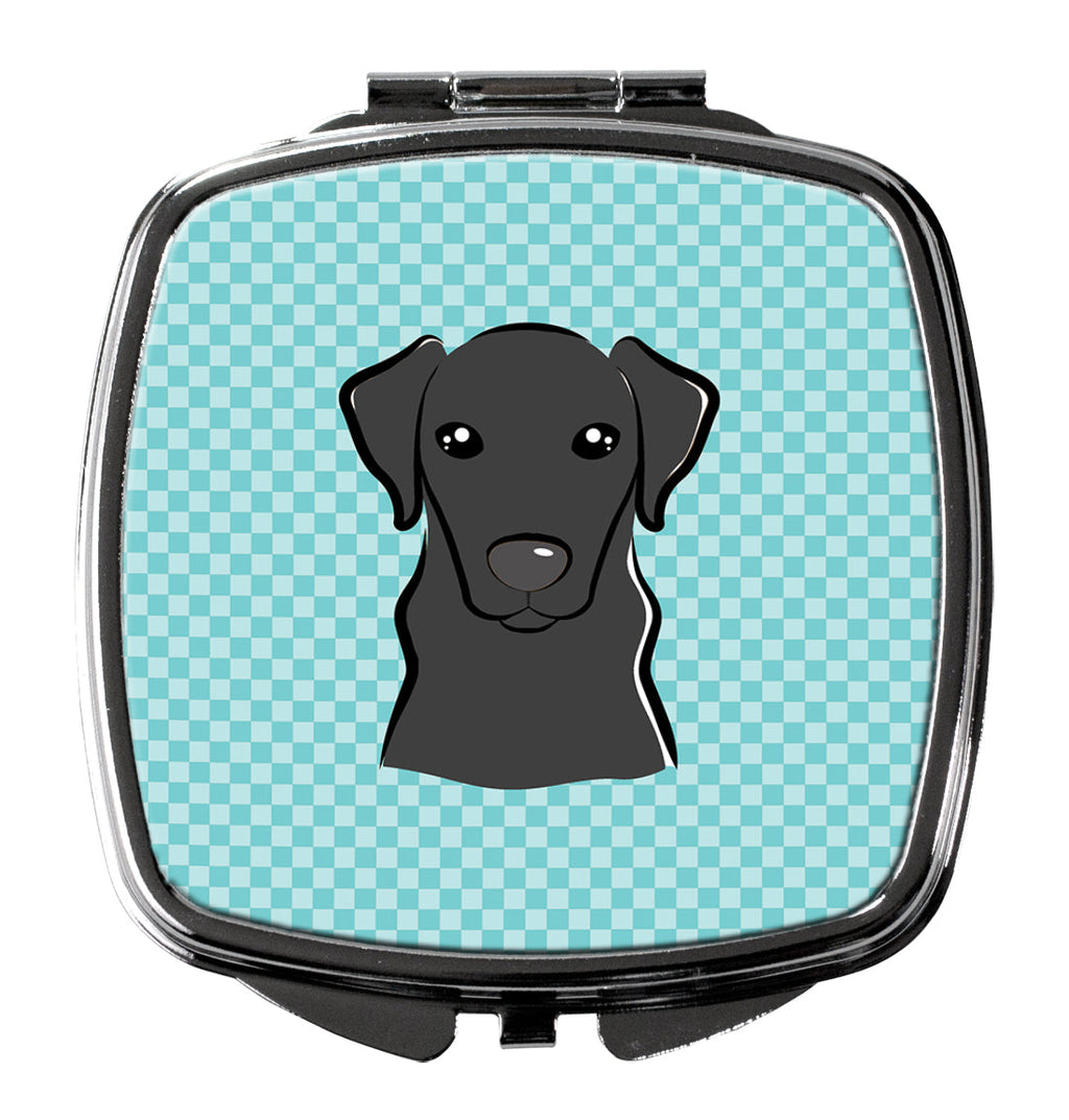 Checkerboard Blue Black Labrador Compact Mirror Decorative Travel Makeup Mirror for Women Girls Gifts Pocket Makeup Mirror Folding Handheld