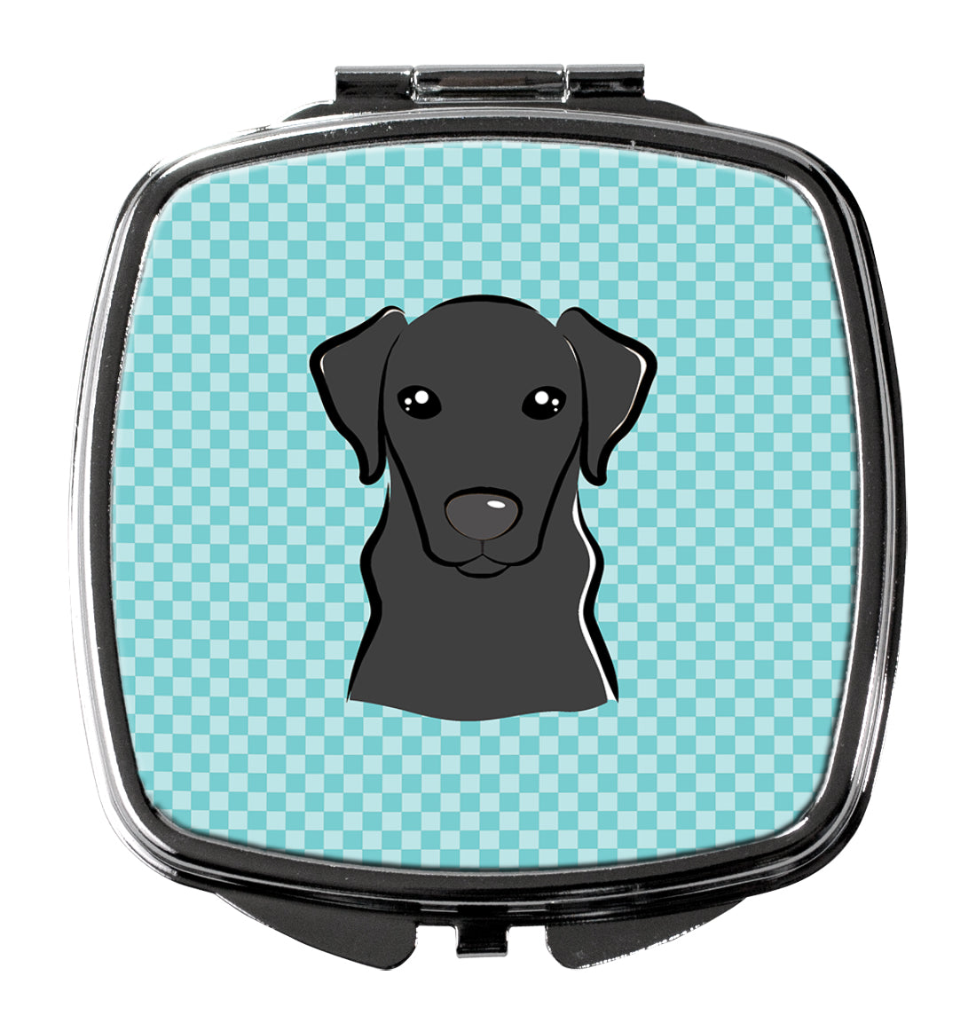 Checkerboard Blue Black Labrador Compact Mirror Decorative Travel Makeup Mirror for Women Girls Gifts Pocket Makeup Mirror Folding Handheld