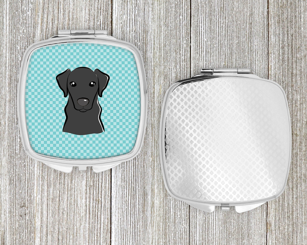 Checkerboard Blue Black Labrador Compact Mirror Decorative Travel Makeup Mirror for Women Girls Gifts Pocket Makeup Mirror Folding Handheld