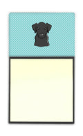 Checkerboard Blue Black Labrador Watercolor Sticky Note Holder Refillable Dispenser Desk Accessory 3x3 Pad Gift