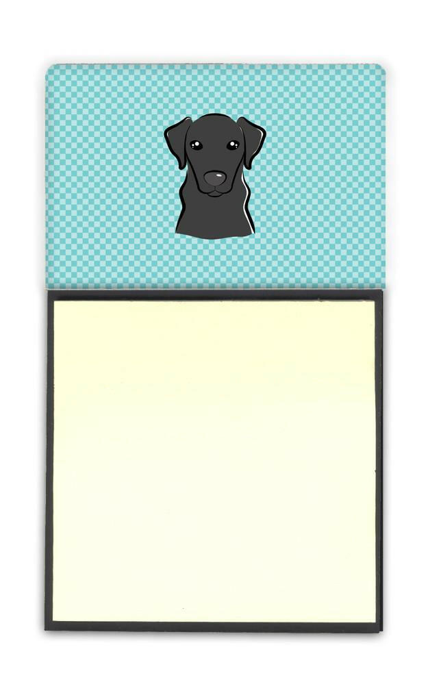 Checkerboard Blue Black Labrador Watercolor Sticky Note Holder Refillable Dispenser Desk Accessory 3x3 Pad Gift