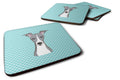 Checkerboard Blue Italian Greyhound Foam Coasters Set of 4 Cup Coasters for Indoor Outdoor, Tabletop Protection, Anti Slip, Mouse pad Material