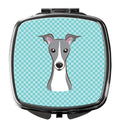 Checkerboard Blue Italian Greyhound Compact Mirror Decorative Travel Makeup Mirror for Women Girls Gifts Pocket Makeup Mirror Folding Handheld