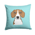 Checkerboard Blue Beagle Decorative Throw Pillow 14x14 Indoor Outdoor Accent Cushion, Fabric Cover with Insert for Sofa, Bed, Porch & Living Room