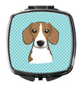 Checkerboard Blue Beagle Compact Mirror Decorative Travel Makeup Mirror for Women Girls Gifts Pocket Makeup Mirror Folding Handheld