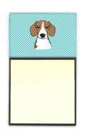 Checkerboard Blue Beagle Watercolor Sticky Note Holder Refillable Dispenser Desk Accessory 3x3 Pad Gift
