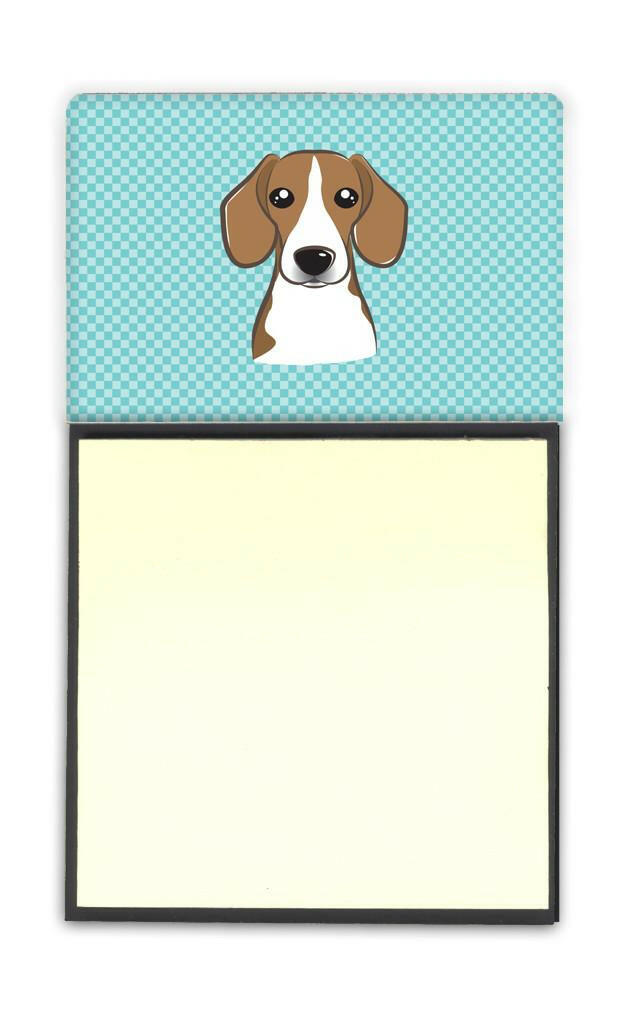 Checkerboard Blue Beagle Watercolor Sticky Note Holder Refillable Dispenser Desk Accessory 3x3 Pad Gift