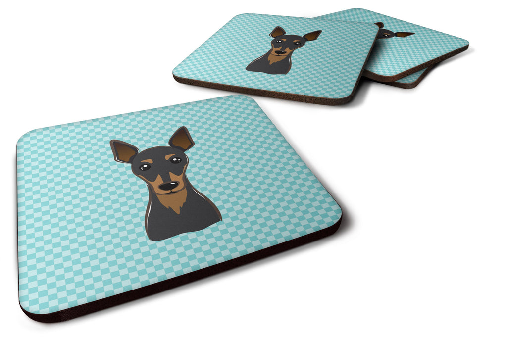 Checkerboard Blue Min Pin Foam Coasters Set of 4 Cup Coasters for Indoor Outdoor, Tabletop Protection, Anti Slip, Mouse pad Material