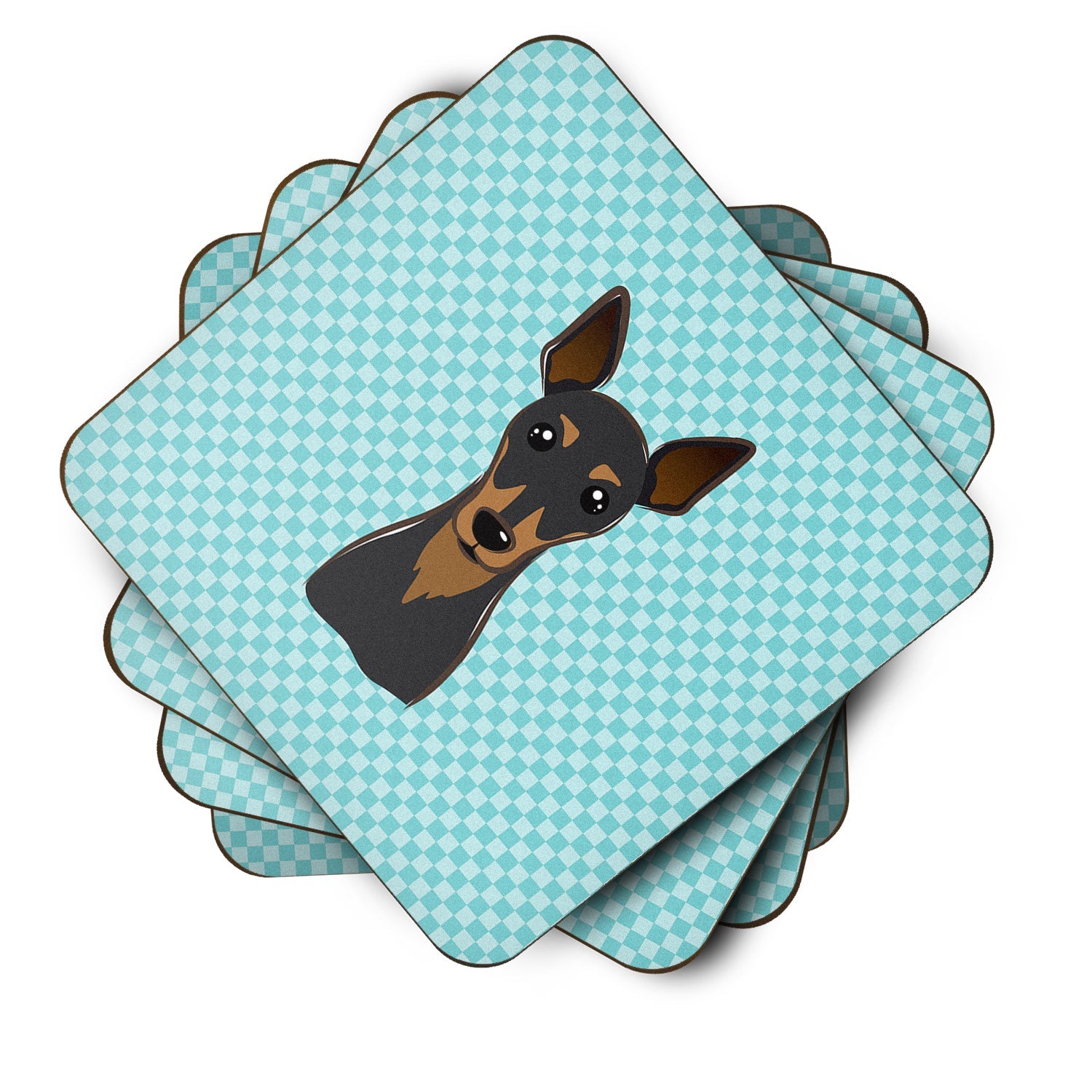 Checkerboard Blue Min Pin Foam Coasters Set of 4 Cup Coasters for Indoor Outdoor, Tabletop Protection, Anti Slip, Mouse pad Material