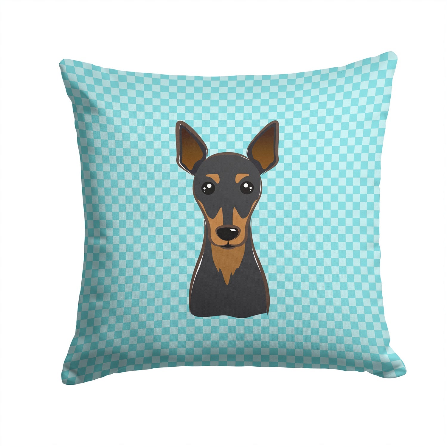 Checkerboard Blue Min Pin Decorative Throw Pillow 14x14 Indoor Outdoor Accent Cushion, Fabric Cover with Insert for Sofa, Bed, Porch & Living Room