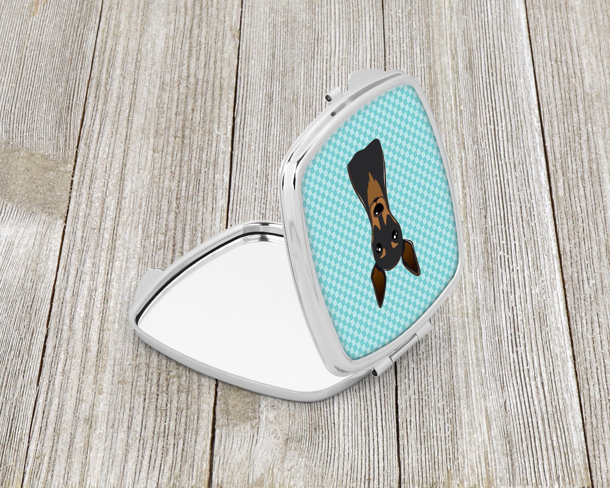 Checkerboard Blue Min Pin Compact Mirror Decorative Travel Makeup Mirror for Women Girls Gifts Pocket Makeup Mirror Folding Handheld