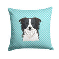 Checkerboard Blue Border Collie Decorative Throw Pillow 14x14 Indoor Outdoor Accent Cushion, Fabric Cover with Insert for Sofa, Bed, Porch & Living Room