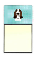 Checkerboard Blue Basset Hound Watercolor Sticky Note Holder Refillable Dispenser Desk Accessory 3x3 Pad Gift