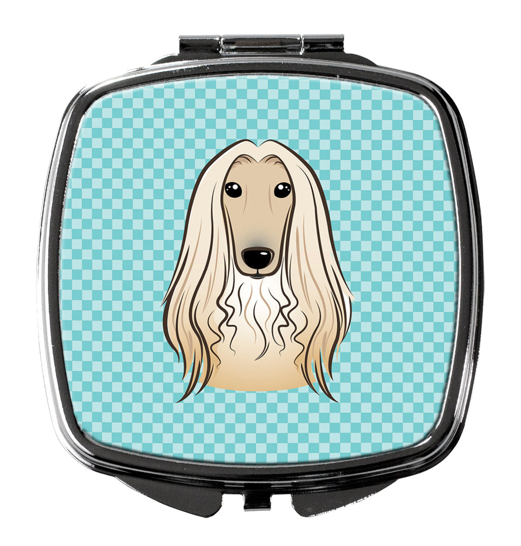 Checkerboard Blue Afghan Hound Compact Mirror Decorative Travel Makeup Mirror for Women Girls Gifts Pocket Makeup Mirror Folding Handheld