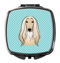 Checkerboard Blue Afghan Hound Compact Mirror Decorative Travel Makeup Mirror for Women Girls Gifts Pocket Makeup Mirror Folding Handheld