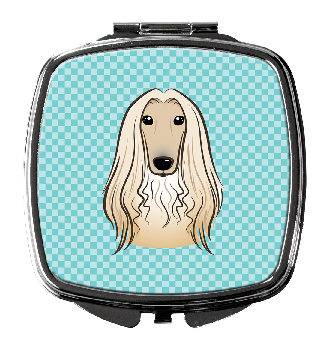 Checkerboard Blue Afghan Hound Compact Mirror Decorative Travel Makeup Mirror for Women Girls Gifts Pocket Makeup Mirror Folding Handheld