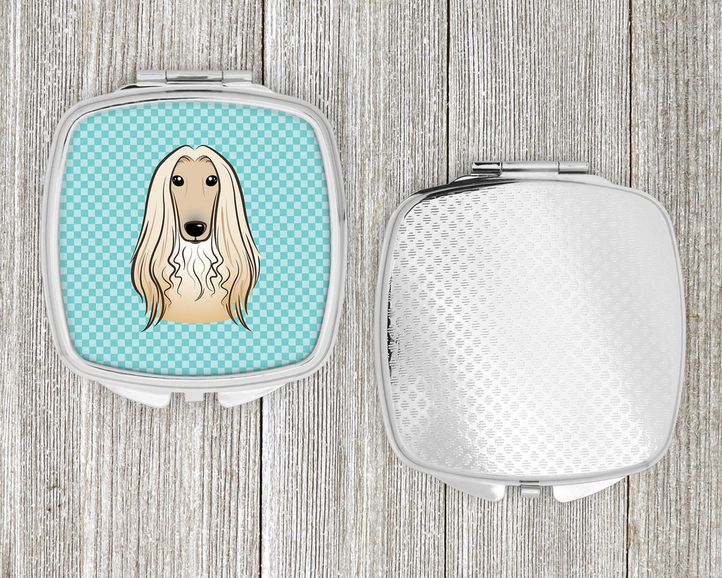 Checkerboard Blue Afghan Hound Compact Mirror Decorative Travel Makeup Mirror for Women Girls Gifts Pocket Makeup Mirror Folding Handheld